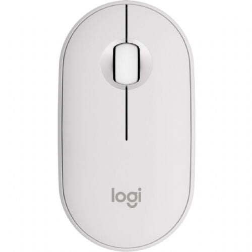 Miška Logitech Pebble Mouse 2 M350s (bela, Bluetooth, za Windows/macOS/iPadOS/Android/ChromeOS/Linux)
