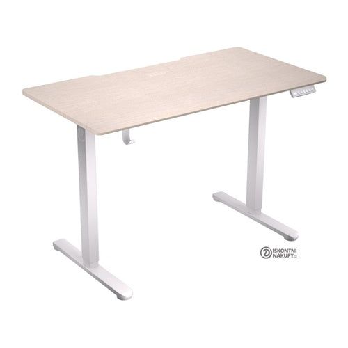 Endorfy Atlas S electric table, adjustable height 72–118 cm, MDF/steel, beige/white, load capacity 80 kg