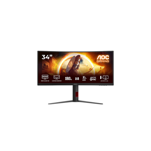 Monitor AOC CU34G4 86,4 cm (34-palčni), WQHD, Fast-VA, ukrivljen, 3440 x 1440, 21:9, 300 cd/m², 180 Hz, Adaptive-Sync, AMD FreeSync Premium