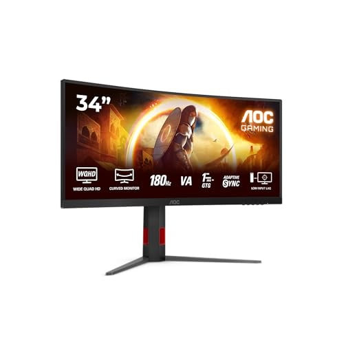 Monitor AOC CU34G4 86,4 cm (34-palčni), WQHD, Fast-VA, ukrivljen, 3440 x 1440, 21:9, 300 cd/m², 180 Hz, Adaptive-Sync, AMD FreeSync Premium