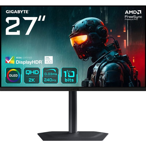 Monitor Gigabyte MO27Q2 QD-OLED 27", QHD, 240Hz, 0,03 ms, KVM, FreeSync Premium Pro