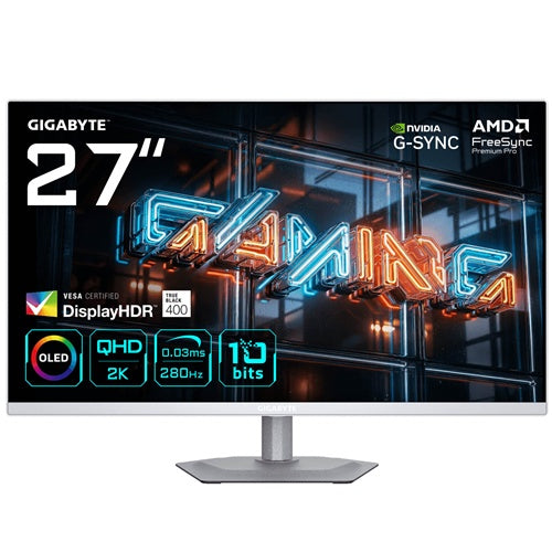 Monitor Gigabyte MO27Q2A ICE QD-OLED, 27", QHD, 280 Hz, HDR, KVM, bel