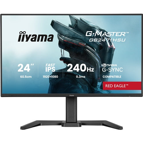 Monitor Iiyama G-Master GB2471HSU-B1 Red Eagle (60,5 cm (23,8"), črn (mat), FullHD, Fast-IPS, HDMI, DP, G-Sync prenosnik, USB-vozlišče, 240Hz zaslon)