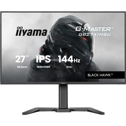 Monitor  Iiyama G-Master GB2741HSU-B1 Black Hawk (68,6 cm (27"), črne barve (mat), FullHD, IPS, HDMI, DP, FreeSync, USB vozlišče, nastavitev višine, 144Hz plošča)
