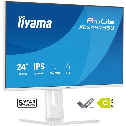 Monitor Iiyama ProLite XB2497HSU-W1 23.8" IPS, FullHD, 120Hz, height adjustable, USB hub, white