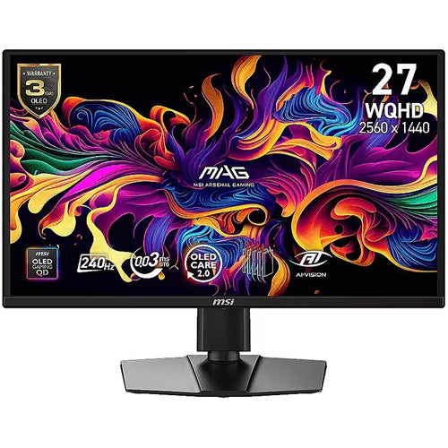 Monitor MSI MAG 272QPDE QD-OLED X24 (67,3 cm (26,5 palcev), črne barve, WQHD, HDMI, DP, USB-C, 240Hz plošča)