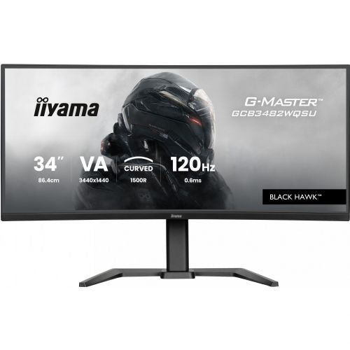 Monitor Iiyama G-Master GCB3482WQSU-B1 BLACK HAWK 86,4 cm (34"), WQHD, ukrivljen, VA, Free-Sync Premium, USB-C, 120Hz zaslon, črna