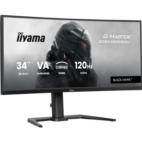 Monitor Iiyama G-Master GCB3482WQSU-B1 BLACK HAWK 86,4 cm (34"), WQHD, ukrivljen, VA, Free-Sync Premium, USB-C, 120Hz zaslon, črna