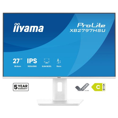 Monitor Iiyama ProLite XB2797HSU-W1 27" IPS, FullHD, 120Hz, USB vozlišče, nastavljivo stojalo, bel