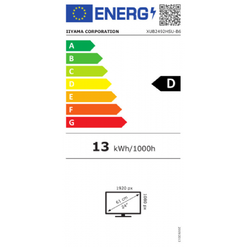 Monitor Iiyama ProLite XUB2492HSU-W6 60,45 cm (23,8"), 1920x1080 (FHD), IPS, 250cd/m2, 16:9,100Hz 0,4ms HDMI DP Pivot zvočnik bela
