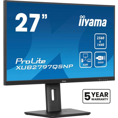 Monitor Iiyama ProLite XUB2797QSNP-B1 27" WQHD IPS, 100 Hz, USB-C priklopna postaja, KVM stikalo, RJ45