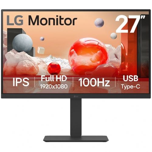 Monitor LG 27BA650-B, 68,6 cm (27"), 1920 x 1080 (FHD), 16 : 9, FHD, IPS, 5 ms, 100 Hz, HDMI, DP, USB-C, zvočnik, pivot, črna