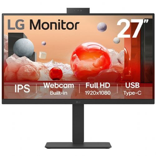 Monitor LG 27BA850-B.AEU, 68,6cm (27"), 1920 x 1080 FHD, IPS, kamera, mikrofon, USB-C (65W), 5ms, črna