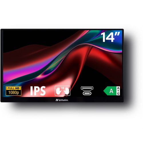 Monitor Verbatim PMT-14 14" IPS FullHD, USB-C, HDR, zaslon na dotik, črn