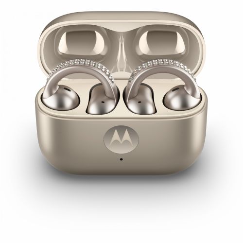 Slušalke Motorola Moto Buds Loop znamke Swarovski, izdelan iz francoskega hrasta