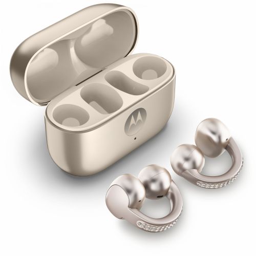 Slušalke Motorola Moto Buds Loop znamke Swarovski, izdelan iz francoskega hrasta