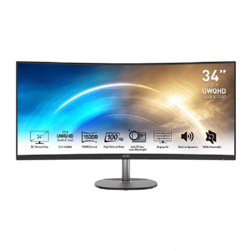 Monitor MSI PRO MP341CQDE 86,4 cm (34"), 3440 x 1440 (UWQHD), VA, 300 cd/m2, 4ms 100Hz, 4W,