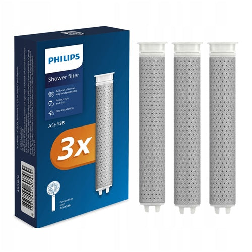 Replacement water filter Philips ASH138/10 for shower head ASH1516XX, 3 pieces