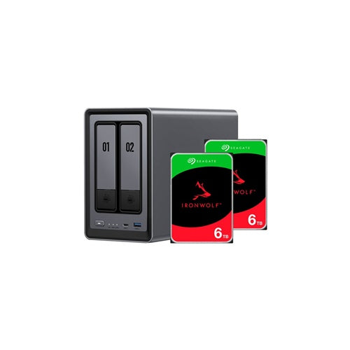 NAS sistemi Ugreen DXP2800 2x 6TB Seagate IronWolf, Intel N100, 8GB RAM, 2x HDD reži, 2.5Gbps LAN