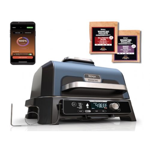 Ninja OG901EU Woodfire Pro Connect XL Outdoor Electric BBQ Grill, Smart App, Up to 260°C, IPX4