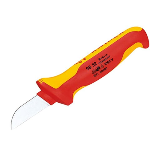 Knipex 98 52 SB knife, steel, tool steel blade, length 190 mm, VDE protective insulation, for cables
