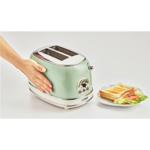 Opekač kruha Ariete Vintage 15, 810 W, za 2 rezini toasta, 6 stopenj, zelena