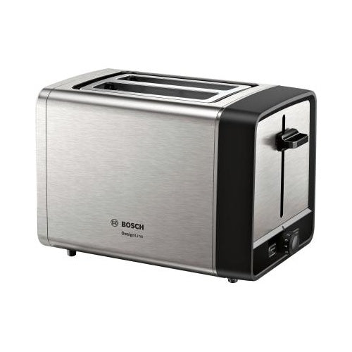 Opekač kruha Bosch Compact Toaster DesignLine TAT5P420DE (nerjaveče jeklo/črna barva, 970 W, za 2 rezini toasta)