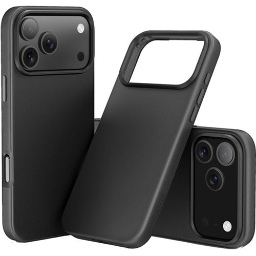 Nevox StyleShell PRO phone case black, leather and polycarbonate, for iPhone 17 Pro Max, MagSafe compatible, shockproof