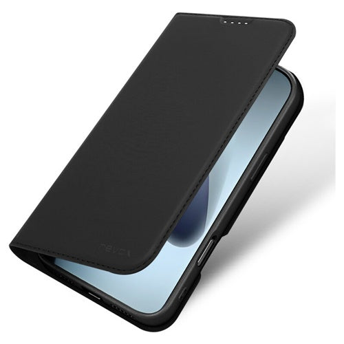 Phone cases Nevox VARIO Series black, for iPhone 17 Pro Max, PU/TPU, magnetic closure, card slot, stand function, shockproof