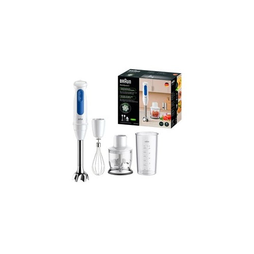Frullatore a immersione Braun MultiQuick 3 MQ30202M (bianco/blu, 900 W, con tritatutto e frusta)