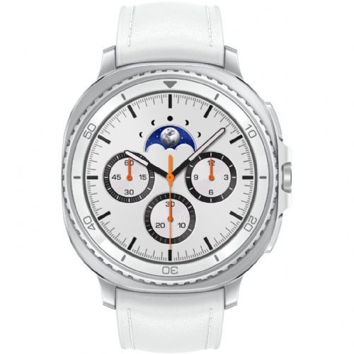 Pametna ura Samsung Galaxy Watch8 Classic (bela, 46 mm, LTE, hibridni pašček)