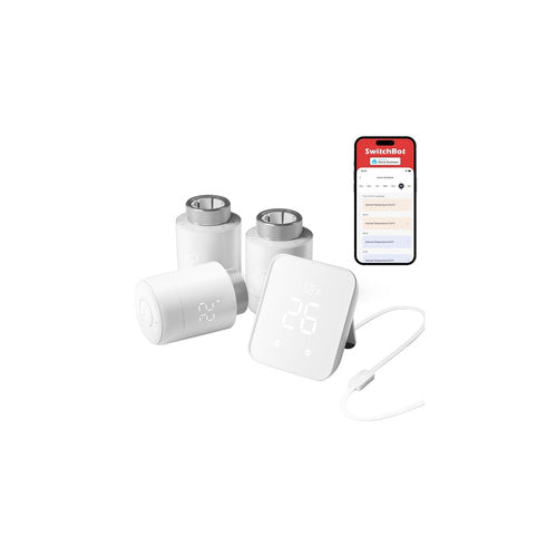 Smart Thermostat SwitchBot Radiator Combo WiFi, Alexa/Google Home/Matter support, scheduling, open window detection, indoor temperature and humidity measurement