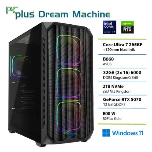 Namizni računalnik PCPLUS Dream Machine Ultra 7 265KF 32GB 2TB SSD RTX 5070 12GB Windows 11 Home gaming