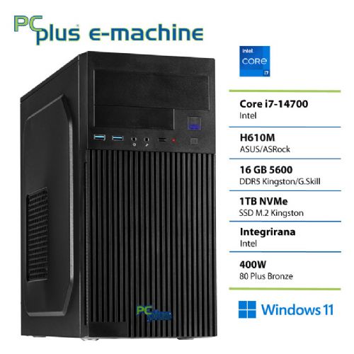 Računalnik PCPLUS e-machine i7-14700 16GB DDR5 1TB SSD Windows 11 Pro namizni