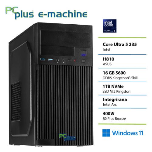 Računalnik PCPLUS e-machine Core Ultra 5 235 16GB 1TB Windows 11 Pro namizni