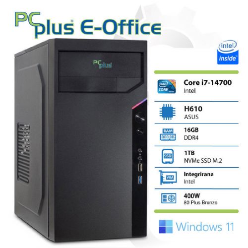 Računalnik PCPLUS e-Office i7-14700 16GB 1TB NVMe SSD Windows 11 Home
