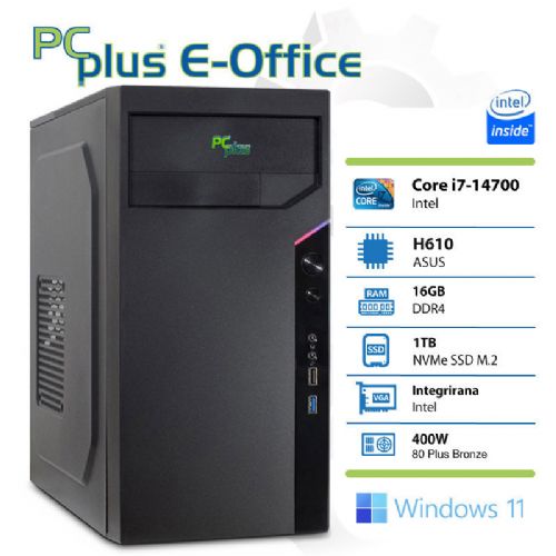 Računalnik PCPLUS e-Office i7-14700 16GB 1TB NVMe SSD Windows 11 Pro