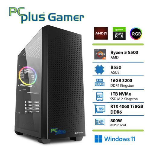 Osebni računalnik PCPLUS Gamer R5-5500/16GB/SSD 1TB NVMe/RTX 4060Ti/Win11Home + Xbox GP gaming namizni računalnik