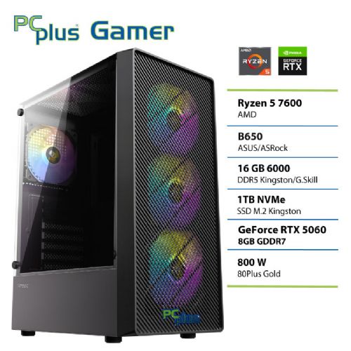 Computer PCPLUS Gamer Ryzen 5 7600 16 GB 1 TB GeForce RTX 5060 8 GB desktop da gioco