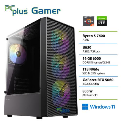 Computer PCPLUS Gamer Ryzen 5 7600 16 GB 1 TB GeForce RTX 5060 8 GB Windows 11 Home + Xbox GP desktop da gioco