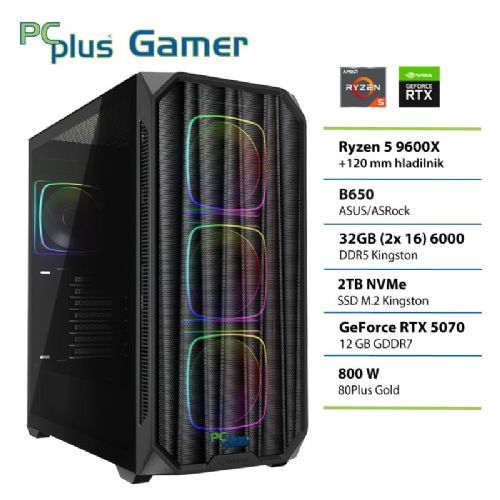 Namizni računalnik PCPLUS Gamer Ryzen 5 9600X 32GB 2TB SSD RTX 5070 12GB gaming