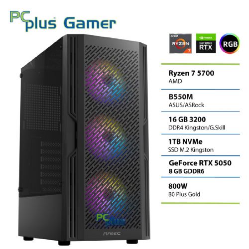 Computer PCPLUS Gamer Ryzen 7 5700 16GB 1TB SSD RTX 5050 8GB desktop da gioco
