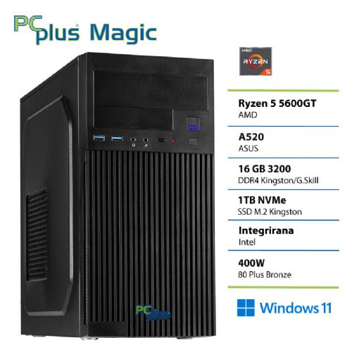 Namizni računalnik PCPLUS Magic Ryzen 5 5600GT 16GB 1TB Windows 11 Home