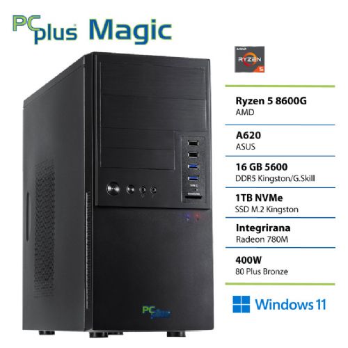 Namizni računalnik PCPLUS Magic Ryzen 5 8600G 16GB 1TB Windows 11 Pro