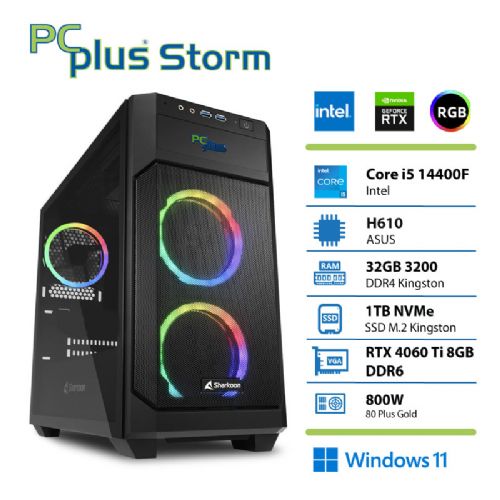Osebni računalnik PCPLUS Storm Core i5-14440F/32GB/SSD 1TB NVMe/RTX 4060Ti/Win11Home