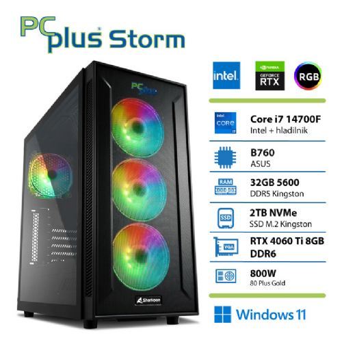 Osebni računalnik PCPLUS Storm Core i7-14700F/32GB/SSD 2TB NVMe/RTX 4060Ti/Win11Home