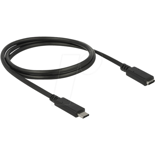 Delock USB 3.2 Gen 1 data cable extension, USB-C male to USB-C female, 1 m, SuperSpeed, black