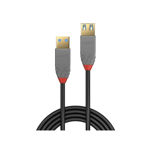 Lindy Anthra Line USB 3.2 Gen 1 data cable, USB-A male to USB-A female, 2 m, triple shielding, gold-plated connectors