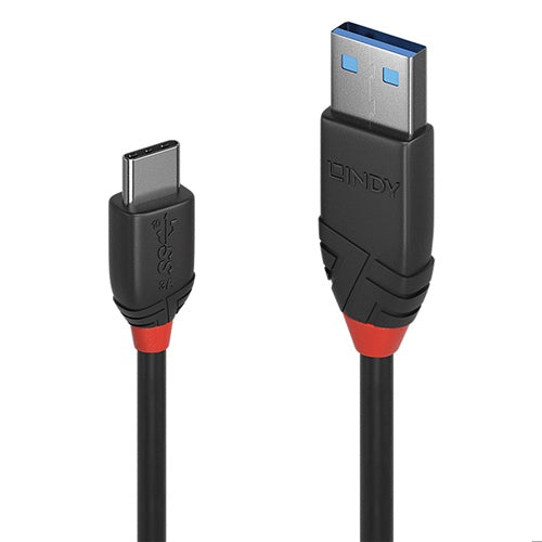 Lindy Black Line USB 3.2 Gen 2 data cable, USB-A to USB-C, 10 Gbit/s, black, 0.5 m