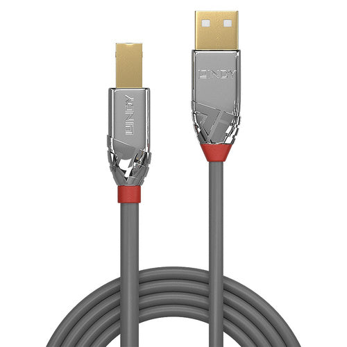 Lindy Cromo Line USB 2.0 A-B data cable, 3 m, grey/chrome